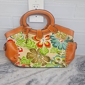 NWOT Fossil Tropical leather waxed canvas  Handbag